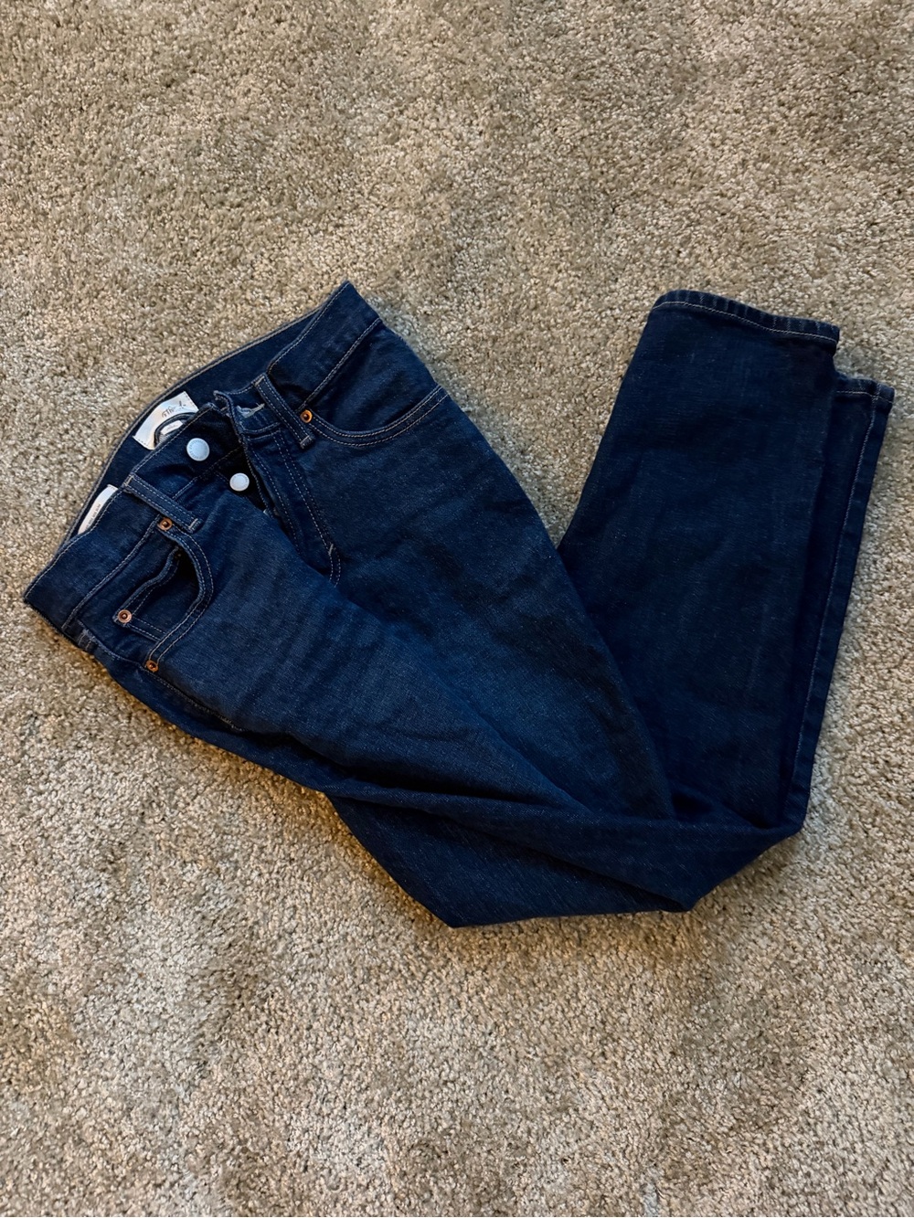 Dark Blue Denim Jeans - slim straight leg